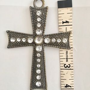 crucifix in metal with rainstones.  4 "